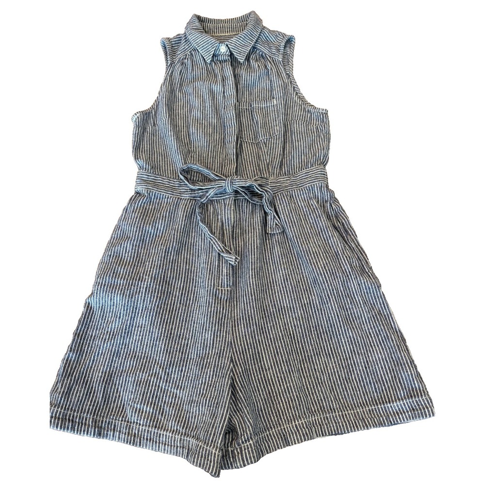 Anthropologie blue white striped shorts romper women's size 0 nautical‎ preppy
